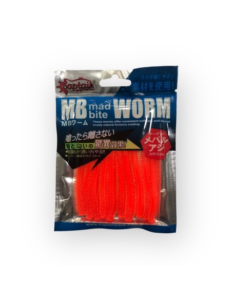 Captain 3523 Mad Bite Eart Worm 8cm Aromalı LRF Silikon Yem 10'lu Set