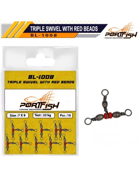 Portfish BL-1008 Üçlü Kırmızı Boncuklu Fırdöndü Portfish BL-1008 Üçlü Kırmızı Boncuklu Fırdöndü