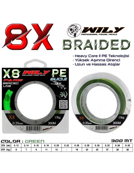 Wily Pars 8 Kat İp Misina 300 mt Yeşil Wily Pars 8 Kat İp Misina 300 mt Yeşil