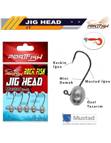 Portfish Jig Head Mustad İğneli 5li Pkt