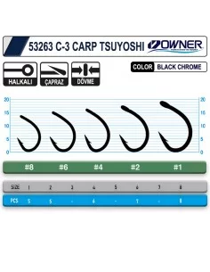 Owner 53263-50923 C-3 Carp Tsuyoshi Black Chrome Sazan İğnesi 2