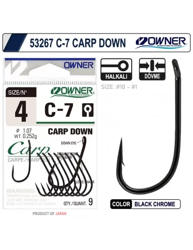 Owner 53267 C-7 Carp Down Black Chrome Sazan İğnesi