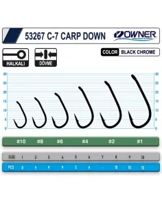 Owner 53267 C-7 Carp Down Black Chrome Sazan İğnesi 2