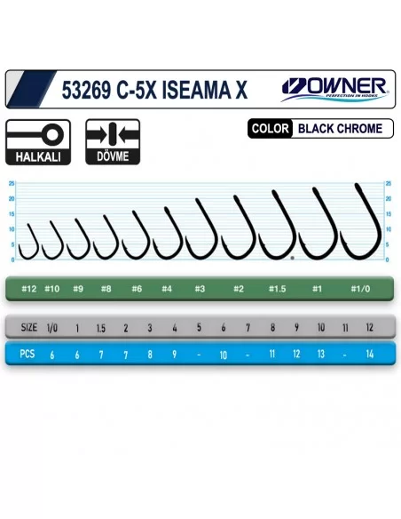 Owner 53269 C-5x iseama X Black Chrome Sazan İğnesi