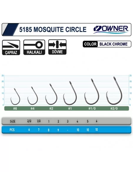 Owner 5185 Mosquito Circle Black Chrome Sinek İğne