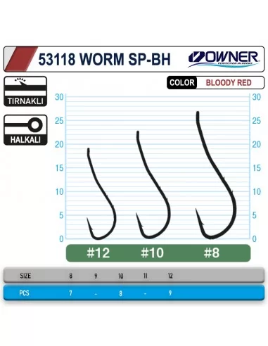 Owner 53118 Worm Sp-Bh Bloody Red İğne