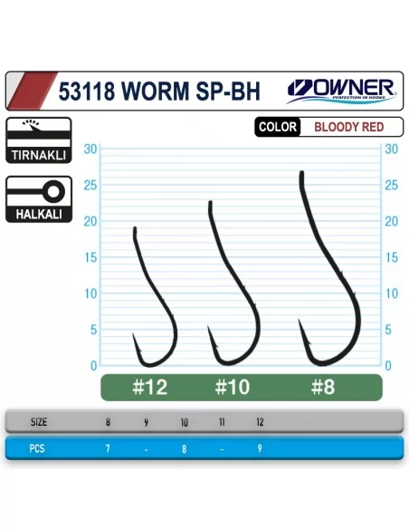 Owner 53118 Worm Sp-Bh Bloody Red İğne