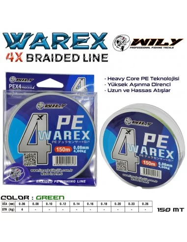 Wily Warex 4 Kat İp Misina 150 mt Yeşil