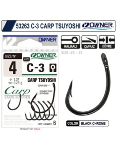 Owner 53263-50923 C-3 Carp Tsuyoshi Black Chrome Sazan İğnesi