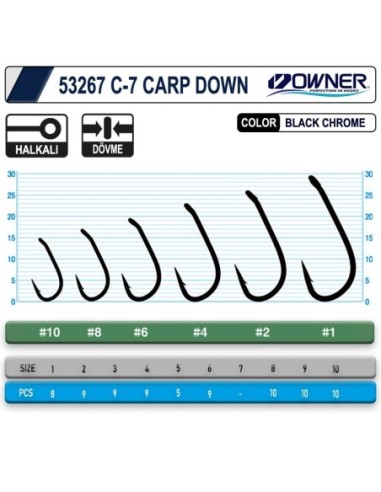 Owner 53267 C-7 Carp Down Black Chrome Sazan İğnesi
