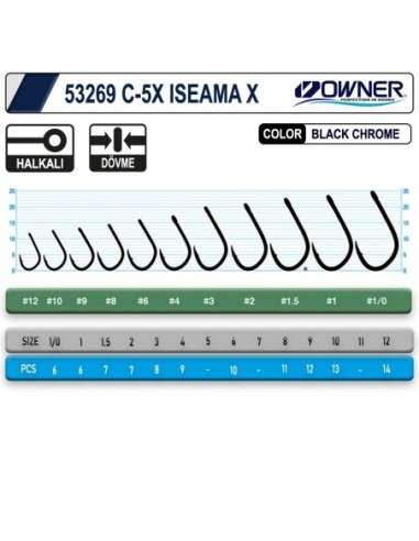 Owner 53269 C-5x iseama X Black Chrome Sazan İğnesi