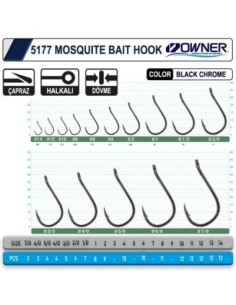 Owner 5177 Mosquito Hook Black Chrome Sinek İğne 2