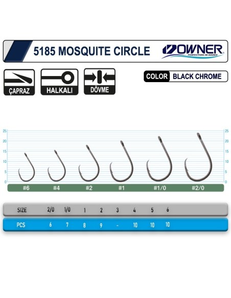Owner 5185 Mosquito Circle Black Chrome Sinek İğne