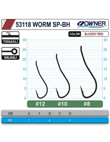Owner 53118 Worm Sp-Bh Bloody Red İğne