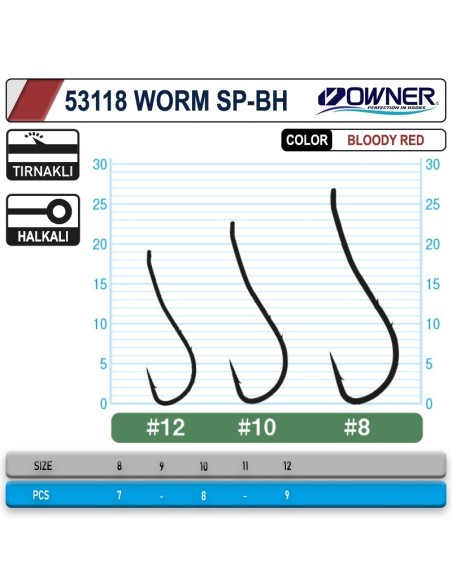 Owner 53118 Worm Sp-Bh Bloody Red İğne