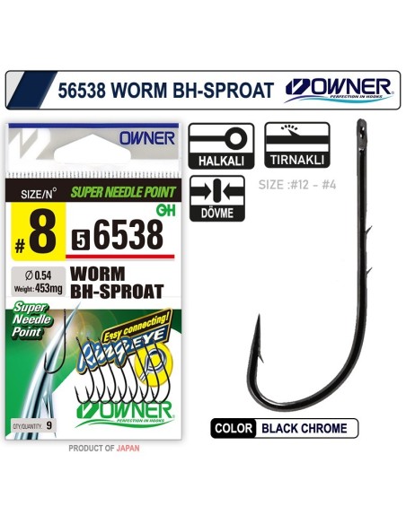 Owner 56538 Worm Bh-Sproat Black Chrome İğne