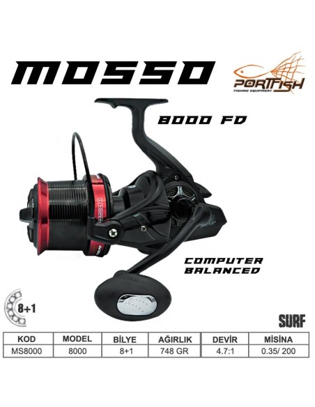 Portfish Mosso 8000  fd Surf Olta Makinası 8+1 bb